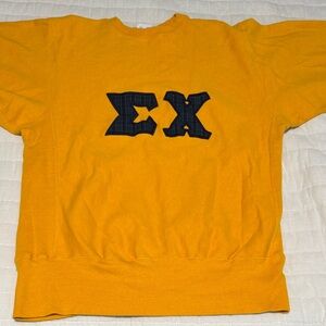 Sigma chi Champion Yellow Crewneck Sweater with Navy Accents